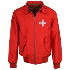 Switzerland Red Harrington Jacket