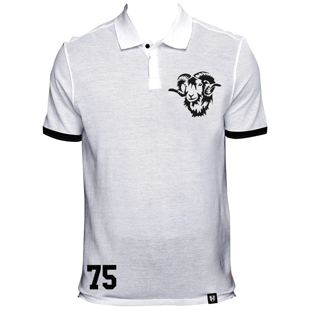 Derby County No 75 White Polo Shirt Derby County No 75 White Polo Shirt -Toffs p0051