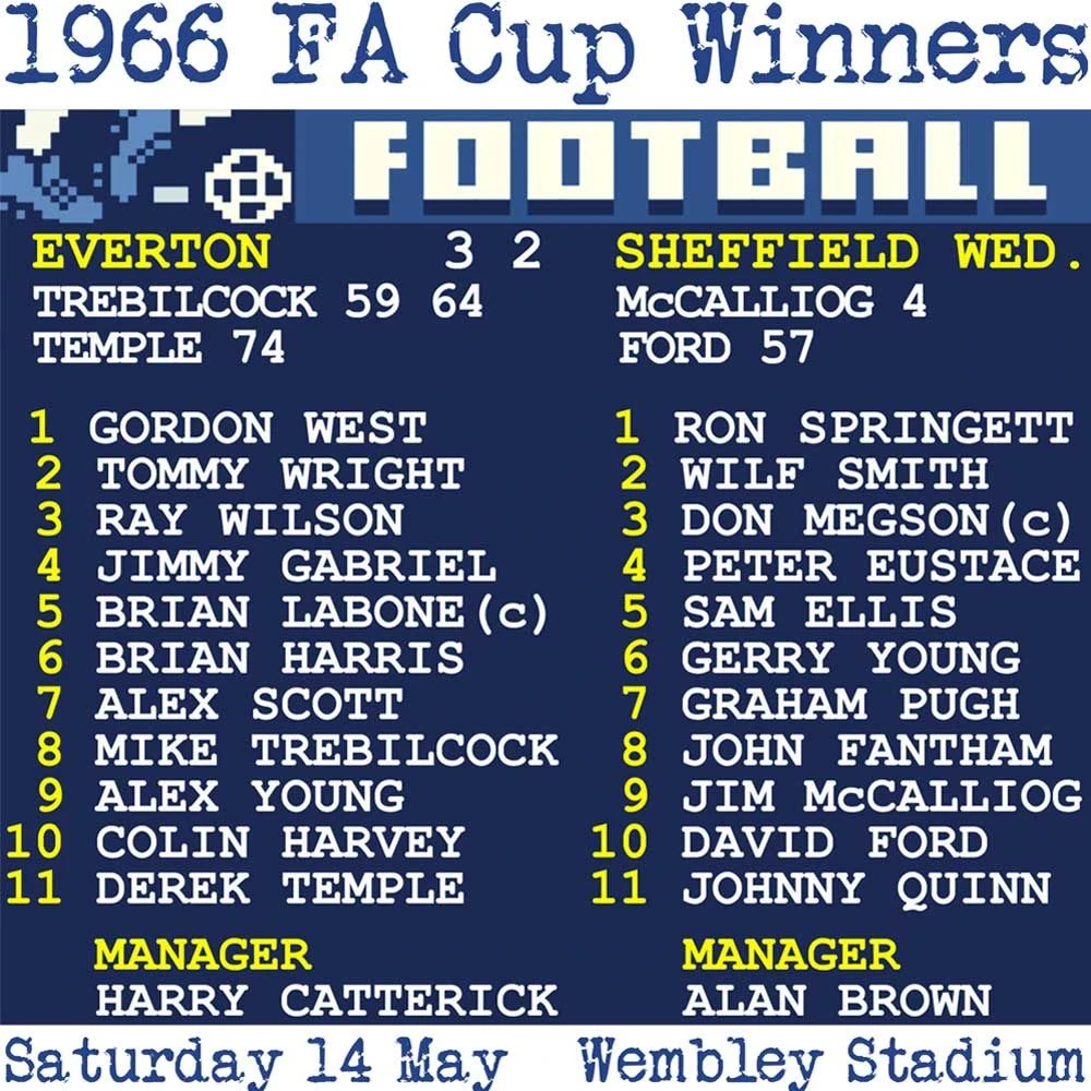 1966 FA Cup Final (Everton) Retrotext T-Shirt - White 1966 FA Cup Final (Everton) Retrotext T-Shirt - White -Toffs print0473 1 1