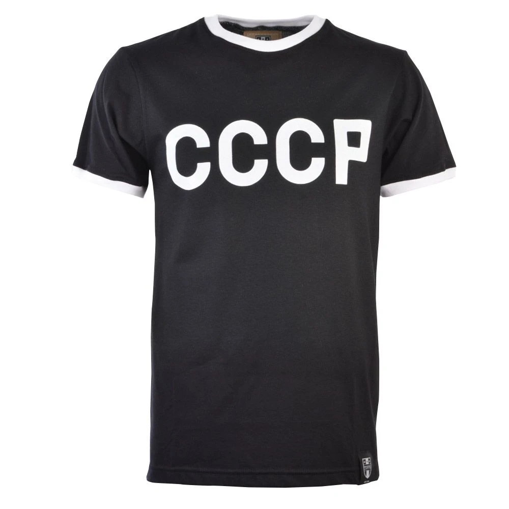 Soviet Union (CCCP) 12th Man T-Shirt - Black/White Ringer Soviet Union (CCCP) 12th Man T-Shirt - Black/White Ringer -Toffs t0073