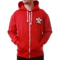Wales 1905 Vintage Rugby Zipped Hoodie - Red -Toffs zh0001 3